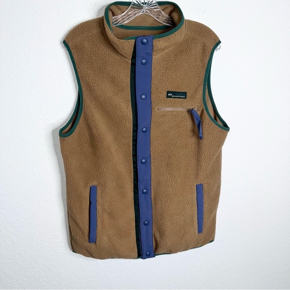 Columbia Vest Men's Small Helvetia Jacket Sherpa Fleece Brown Tan C5 - Picture 1 of 8